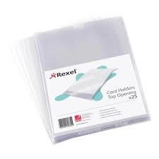 Rexel Nyrex Top Opening Card Holders Clear 203x 27mm - 1 x Pack of 25 Card Holders