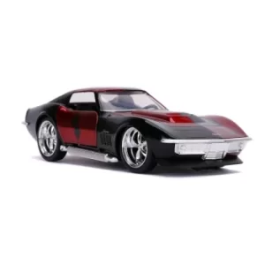 DC COMICS Batman Hollywood Rides Harley Quinn 1969 Corvette Stingray Sports Car Die-cast Vehicle, 8 Years or Above, Scale...