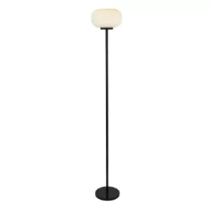 1 Light Floor Lamp With Frosted Ribbed Glass