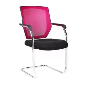 Medium Back Mesh Cantilever Chair Red 50387ET