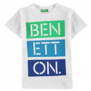 Benetton Child Boys Short Sleeve Logo T-Shirt - White