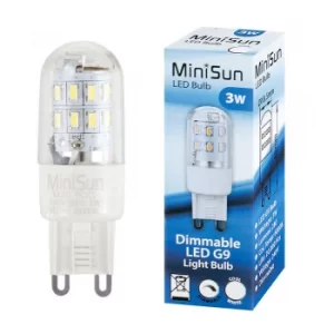 3 x MiniSun 3W Cool White Dimmable G9 LED Bulbs