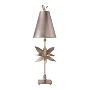 Azalea 1 Light Table Lamp Silver Floral Leaves Design, E27