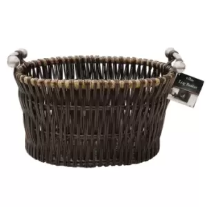 JVL Dark Vertical Weave Log Basket - Brown