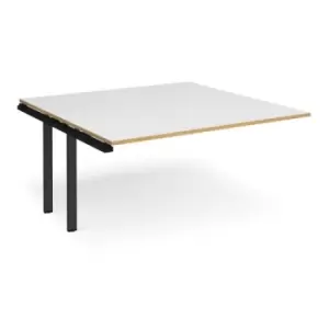Adapt boardroom table add on unit 1600mm x 1600mm - Black frame and white top with oak edging