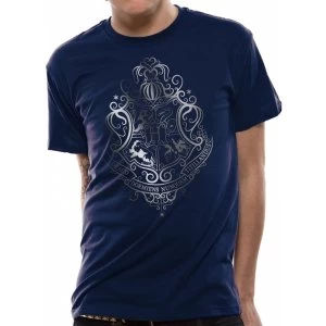 Harry Potter - Silver Foil Crest Mens Large T-Shirt - Blue