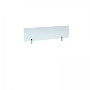 Desktop clear acrylic screen topper with white brackets 1200mm wide
