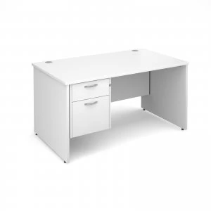 Maestro 25 PL Straight Desk With 2 Drawer Pedestal 1400mm - White pane