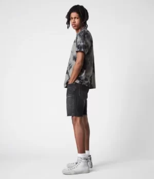 AllSaints Mens Cotton Lightweight Switch Denim Shorts, Black, Size: 30