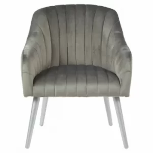 Interiors by PH Fabric Armchair with Silver Finish Wood Legs, Grey