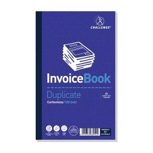Challenge Taped Duplicate Book Carbonless Invoice Single VAT 100 Sets 210x130mm Pack of 5