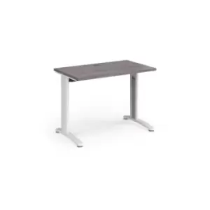 Office Desk Rectangular Desk 1000mm Grey Oak Tops With White Frames 600mm Depth TR10