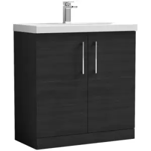 Arno Charcoal Black 800mm 2 Door Vanity Unit with 50mm Profile Basin - ARN605D - Charcoal Black - Nuie