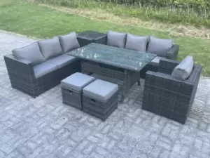 9 Seater Outdoor Lounge Sofa Garden Furniture Set Patio Chair Rattan Rectangular Dining Table 2 Stool