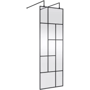 Abstract Frame Wetroom Screen with Support Bars 700mm Wide - 8mm Glass - Hudson Reed