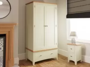 Kenmore Patterdale White and Oak 2 Door 1 Drawer Double Wardrobe Flat Packed