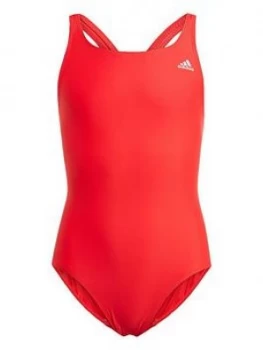 adidas Girls Junior Swimsuit - Red/White, Size 5-6 Years, Women