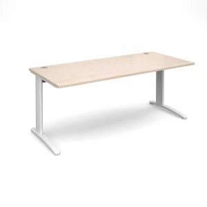 TR10 Straight Desk 1800mm x 800mm - White Frame maple Top