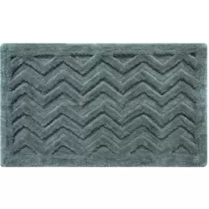 Chevron Pattern Thick Grey Bathmat - Grey - Grey - Grey - Homescapes