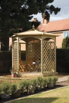 Grange Fencing Budleigh Hexagon Wooden Gazebo with Mirror and Glass Side Panels