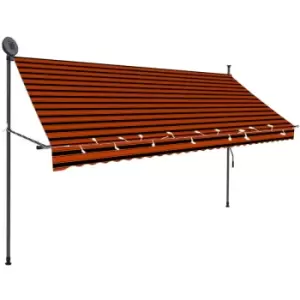 Manual Retractable Awning with LED 300cm Orange and Brown Vidaxl Multicolour