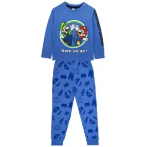 Super Mario Boys Luigi Pyjama Set (7-8 Years) (Blue/Green/White)