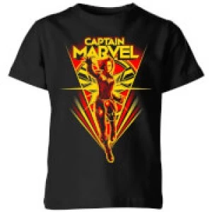 Captain Marvel Freefall Kids T-Shirt - Black - 7-8 Years