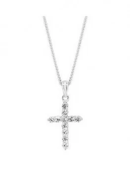 Simply Silver Cubic Zirconia Cross Pendant Necklace