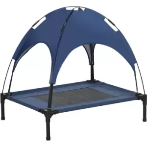 76cm Elevated Dog Bed Cooling Raised Pet Cot uv Protection Canopy Blue - Blue - Pawhut