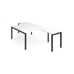 Bench Desk 2 Person With Return Desks 1400mm White Tops With Black Frames Adapt