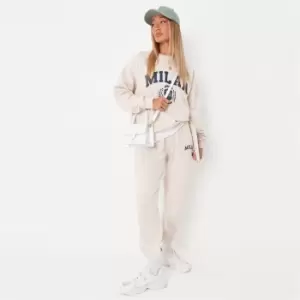 Missguided Milan Varsity Relaxed Jogger - Cream