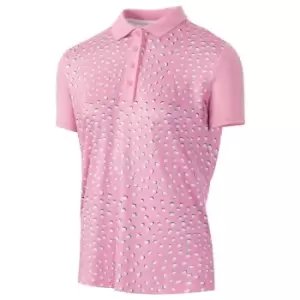 ISLAND GREEN LADIES ALL OVER PRINT POLO Pink/WHITE Large