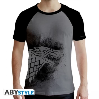 Game Of Thrones - Stark Mens Small T-Shirt - Black and Grey