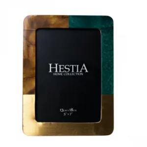 Hestia Malachtite Green, Brown & Gold Resin Photo Frame 5x7"