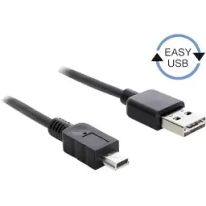Delock USB cable USB 2.0 USB-A plug, USB-Mini-B plug 5m Black Duplex use connector, gold plated connectors, UL-approved 83365