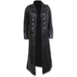 Fatal Attraction Womens Medium Gothic Pu-Leather Corset Trench Coat - Black