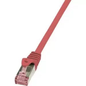 LogiLink CQ2044S RJ45 Network cable, patch cable CAT 6 S/FTP 1.50 m Red Flame-retardant, incl. detent