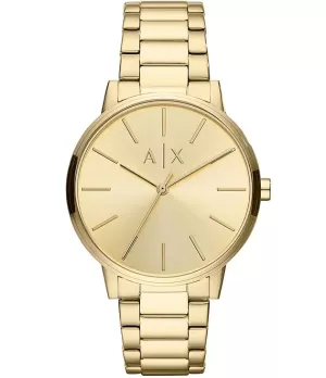 Armani Exchange Mens Three-Hand Gold-Tone Stainless Steel Watch - Gold