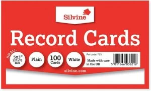 Value Record Cards 127x76mm Plain White Pack 100