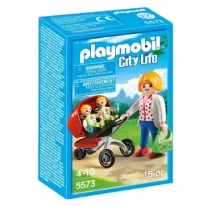 Playmobil City Life Mother With Twin Stroller 5573