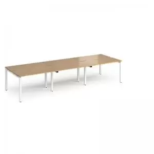 Adapt triple back to back desks 3600mm x 1200mm - white frame and oak