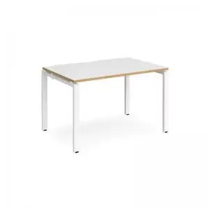 Adapt single desk 1200mm x 800mm - white frame and white top with oak