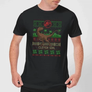Jurassic Park Clever Girl Mens Christmas T-Shirt - Black - XS - Black