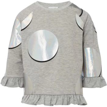 Rose and Wilde Girls Riley Holographic Circle Sweater - Grey Marl