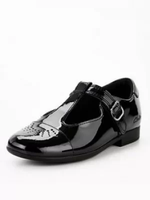 Clarks Clarks Girls Scala Spirit T-bar School Shoes, Black Patent, Size 2.5 Older