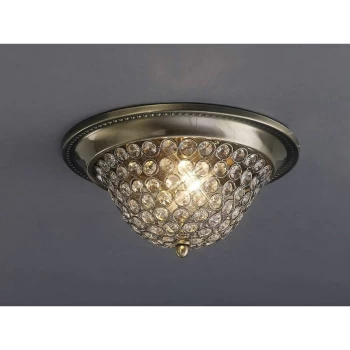 Ceiling lamp Paloma Large 3 bulbs antique brass / crystal