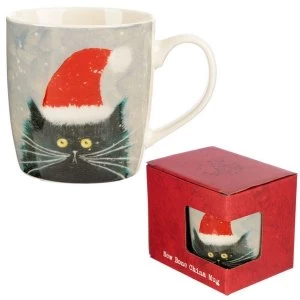 Kim Haskins Christmas Cat Porcelain Mug