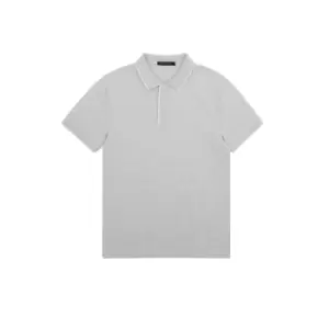 French Connection Concealed Placket Pique Polo Shirt - Grey