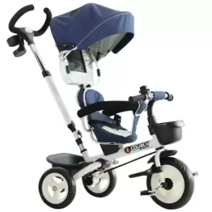 Reiten 4-in-1 Kids Tricycle & Stroller with Canopy - Blue