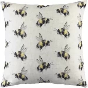 Evans Lichfield Bee You Repeat Print Cushion Cover (One Size) (Off White/Black/Yellow)